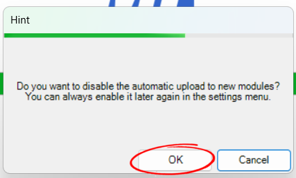 Do you want to disable the automatic upload to new modules?